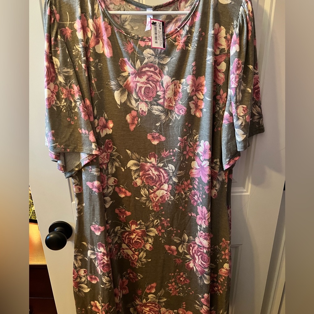 Gray Floral Print Dress